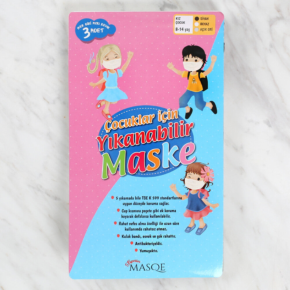 Loren Kız Çocuklar için Yıkanabilir Maske 8 - 14 yaş
